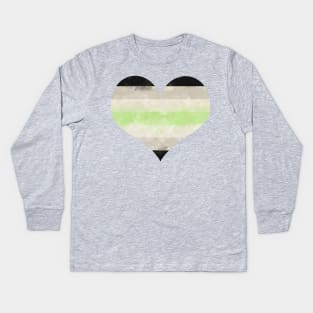 Agender Pride Heart - Watercolor Kids Long Sleeve T-Shirt